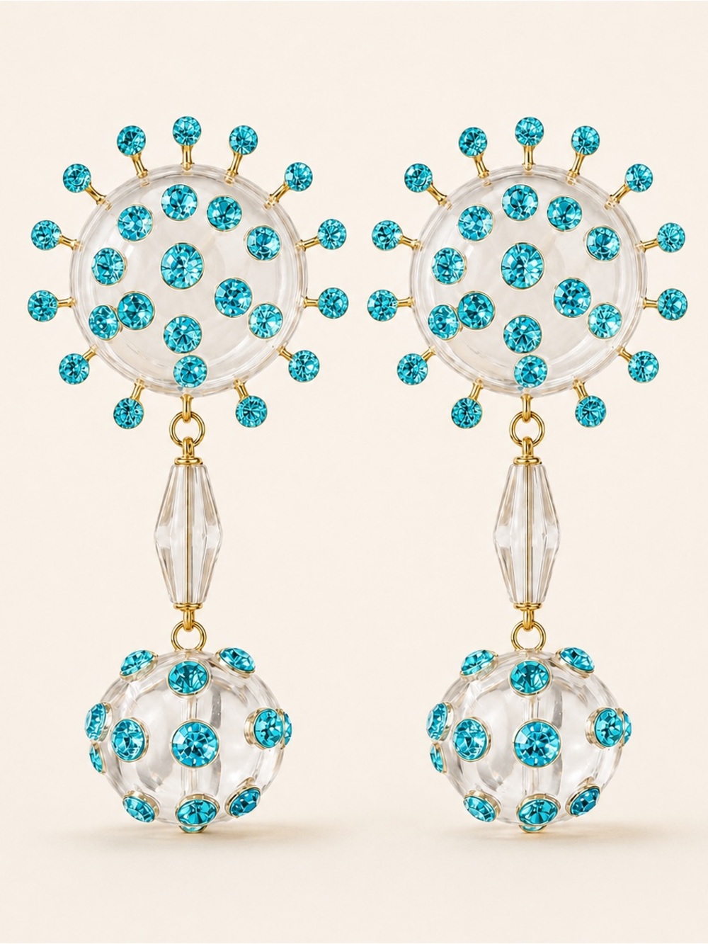 Cluster Earrings Clear & Aqua KFITZ